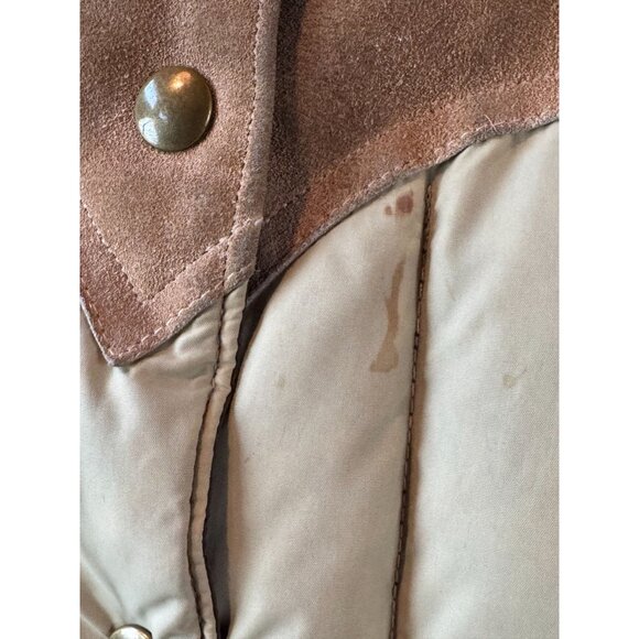 Woolrich Womens Western Style Down Puffer Vest With Faux Fur Collar Beige/Brown - Picture 4 of 16